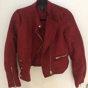 ZARA RED SUEDE MOTO JACKET